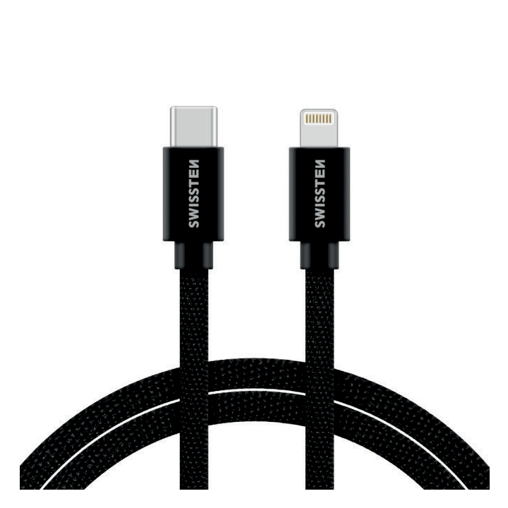 SWISSTEN Kabel w oplocie USB-C / Lightning MFI 1,2 M czarny na NearMe.pl