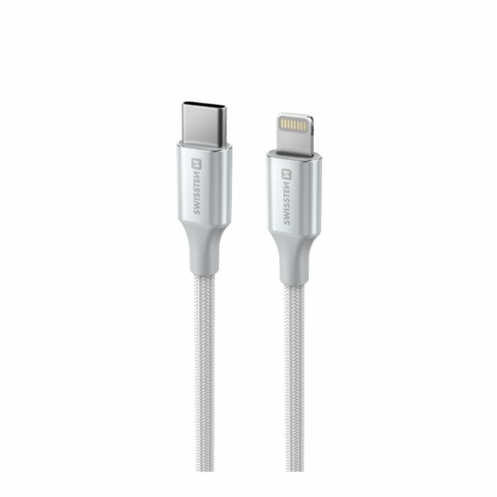 SWISSTEN TEXTILE II Kabel w oplocie USB-C / Lightning 3A 30W 1,5m biały na NearMe.pl