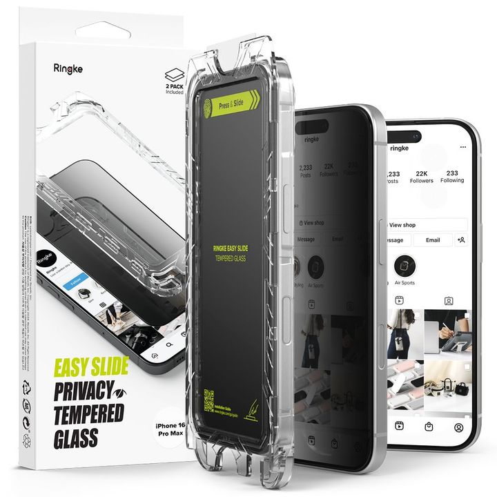 SZKŁO PRYWATYZUJĄCE RINGKE EASY SLIDE 2-PACK IPHONE 16 PRO MAX PRIVACY na NearMe.pl