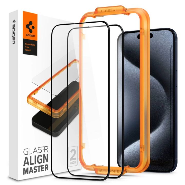 SZKŁO HARTOWANE SPIGEN ALM GLASS FC 2-PACK IPHONE 15 PRO BLACK na NearMe.pl