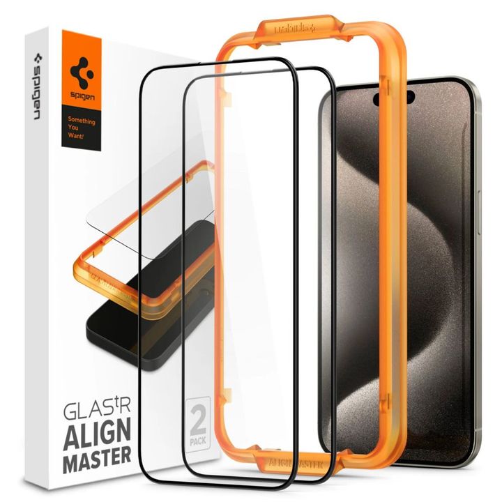 SZKŁO HARTOWANE SPIGEN ALM GLASS FC 2-PACK IPHONE 15 PRO MAX BLACK na NearMe.pl