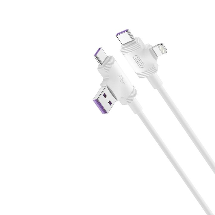 XO KABEL NB237 4w1 USB+USB-C/LIGHTNING+ USB-C 1m 3A Biały na NearMe.pl