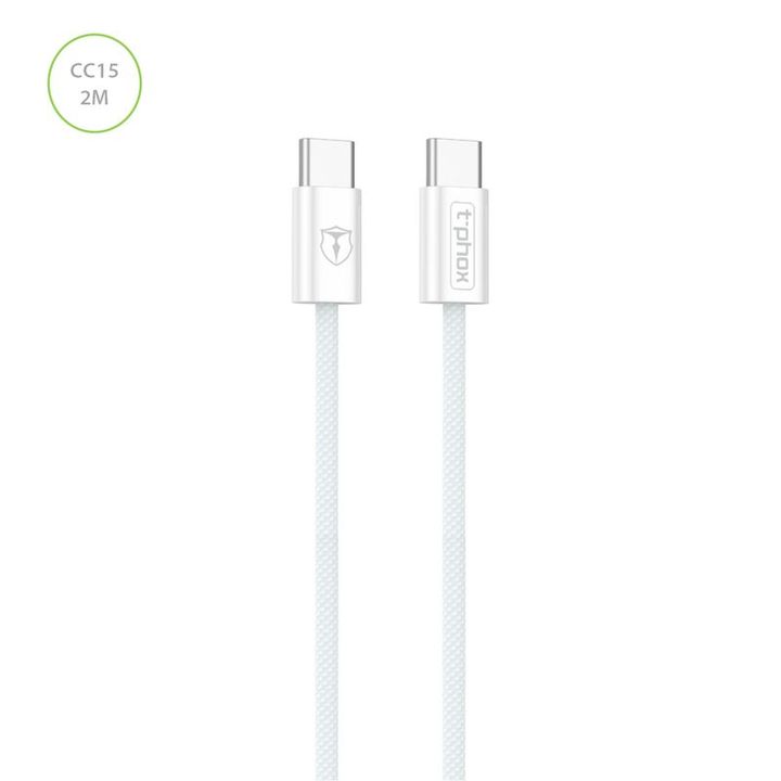 KABEL T-PHOX CC15 SERIES USB-C/USB-C 60W 3A 2M WHITE na NearMe.pl