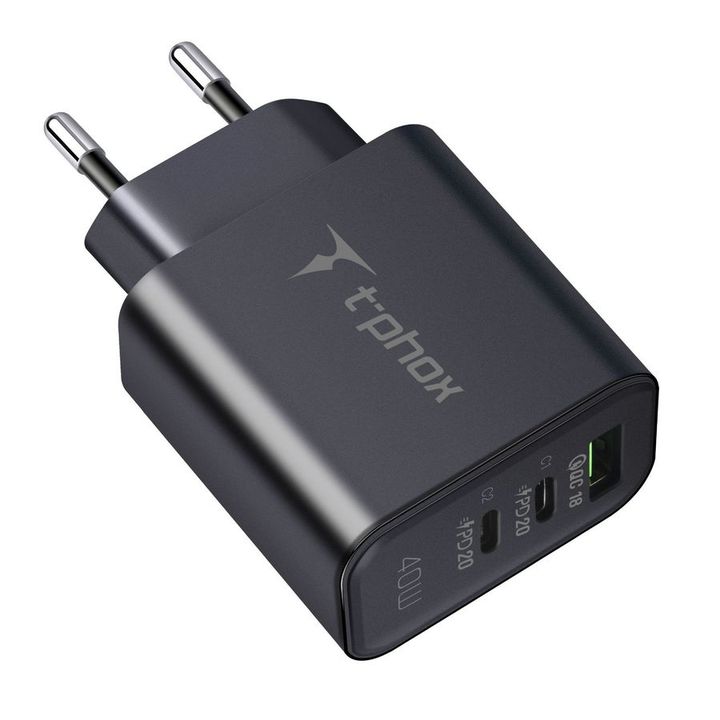 Ładowarka sieciowa T-PHOX FLEXI 40W 2xUSB-C/USB BLACK na NearMe.pl