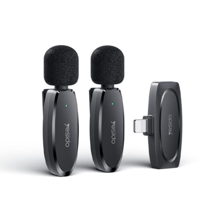 Yesido KR14 Mikrofon MEMS 2szt. na Klips Lightning, Wireless 2.4GHz, BLACK/CZARNY na NearMe.pl