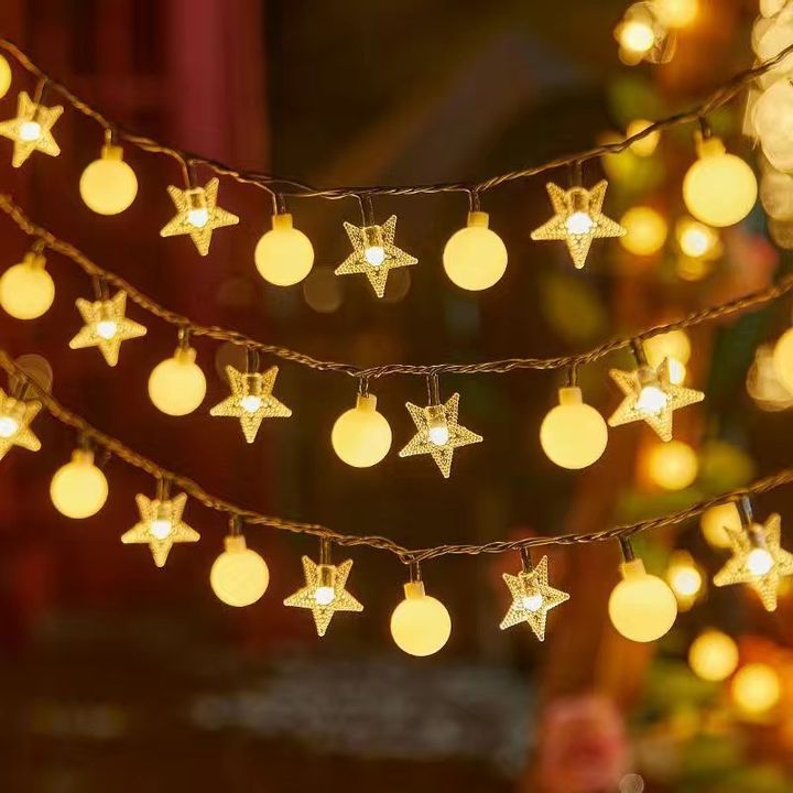 Girlanda 10m (80 lampek LED) USB Gwiazdki + Kulki, CIEPŁY BIAŁY na NearMe.pl