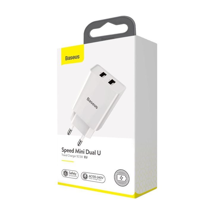 Baseus ładowarka sieciowa 2x USB 2.1A 10,5W biały (CCFS-R02) na NearMe.pl