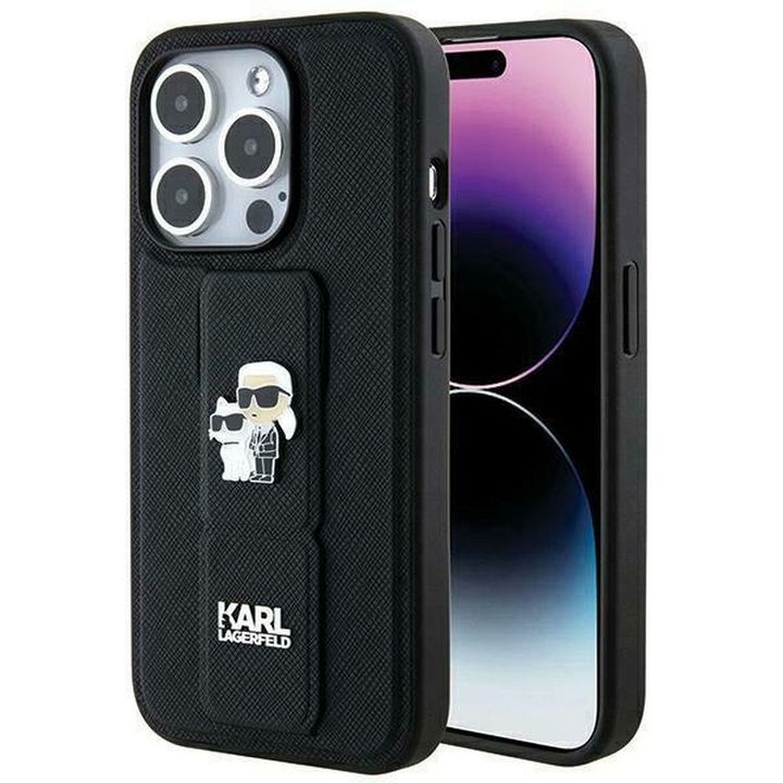 KARL LAGERFELD futerał do IPHONE 14 Pro Max KLHCP14XGSAKCPK (Gripstand Saffiano KC PIN) czarny na NearMe.pl