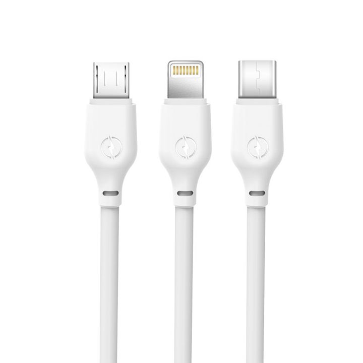 XO kabel NB103 3w1 USB - Lightning + USB-C + microUSB 1,0 m 2,1A biały na NearMe.pl