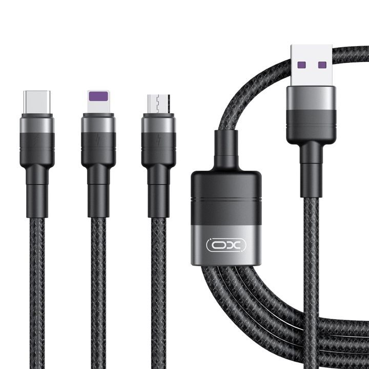 XO kabel NB-Q191 3w1 USB - Lightning + USB-C + microUSB 1,2 m 40W czarny na NearMe.pl