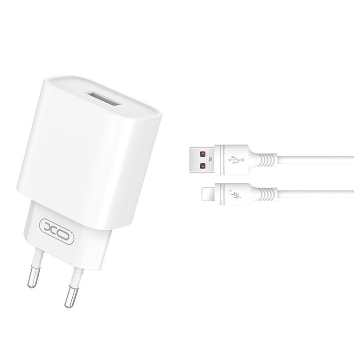 XO ładowarka sieciowa CE02D QC 3.0 18W 1x USB biała + kabel Lightning na NearMe.pl