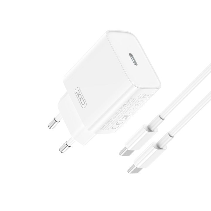 XO ładowarka sieciowa CE15 PD 20W 1x USB-C biała + kabel USB-C - USB-C na NearMe.pl