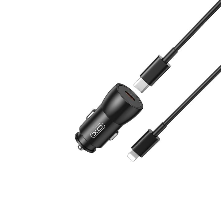 XO ładowarka samochodowa CC57 PD 25W 1x USB-C czarna + kabel USB-C - Lightning na NearMe.pl