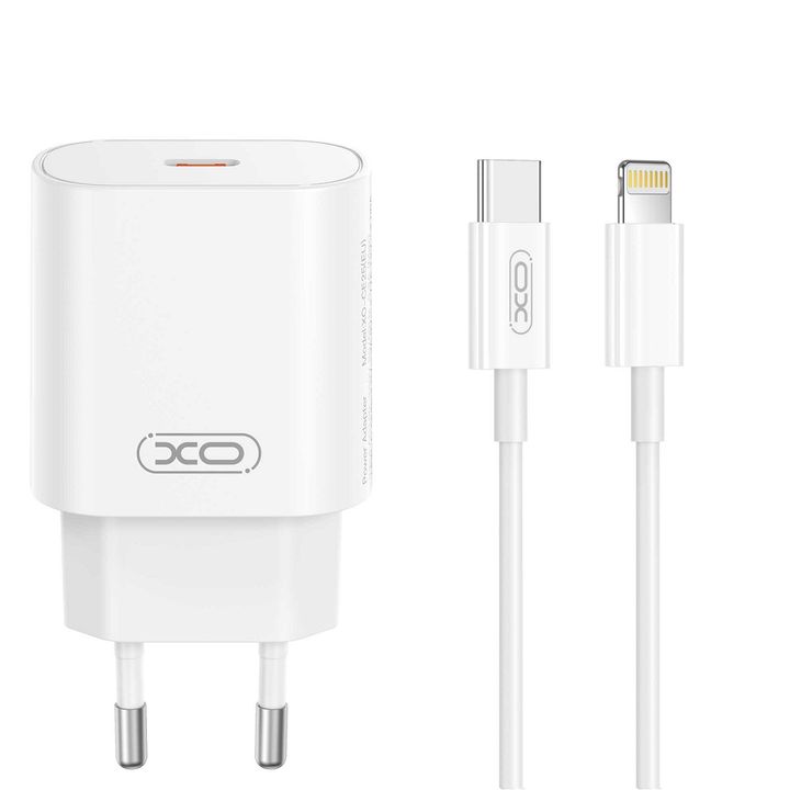 XO ładowarka sieciowa CE25 PD 25W 1x USB-C biała + kabel USB-C - Lightning na NearMe.pl