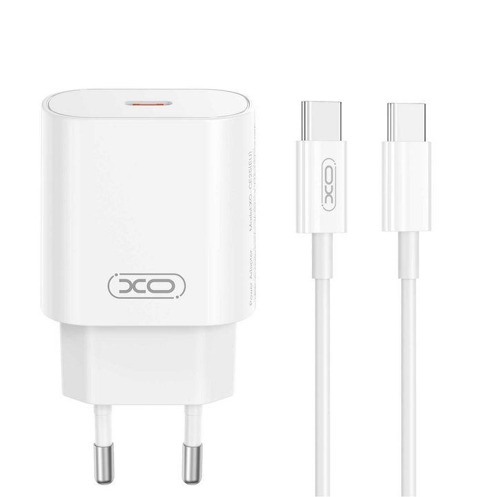 XO ładowarka sieciowa CE25 PD 25W 1x USB-C biała + kabel USB-C - USB-C na NearMe.pl