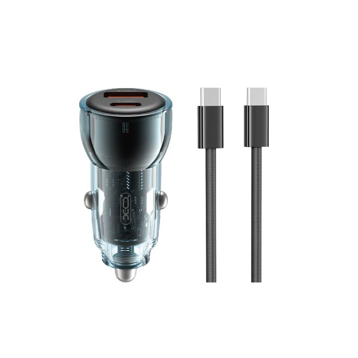 XO ładowarka samochodowa CC60 60W 1x USB 1x USB-C niebieska + kabel USB-C - USB-C na NearMe.pl