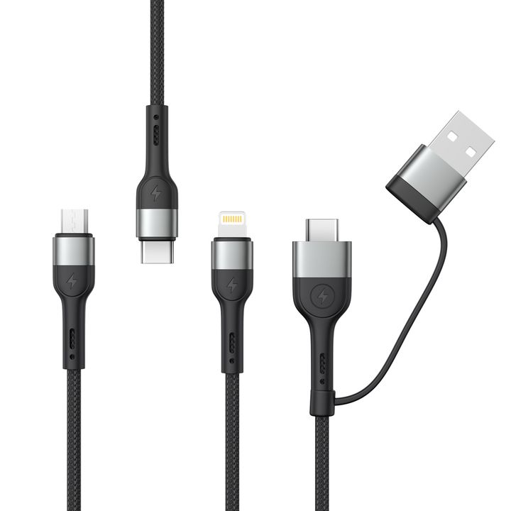 XO kabel NB254 6w1 USB - USB-C + USB-C + microUSB + Lightning 1,2m czarny na NearMe.pl