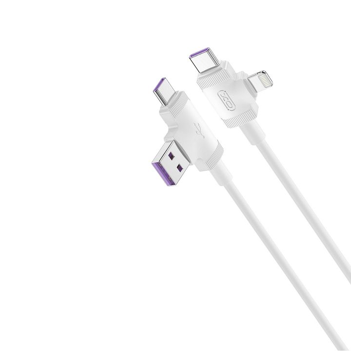 XO kabel NB237 4w1 USB + USB-C - Lightning + USB-C 1,0 m 3A biały na NearMe.pl