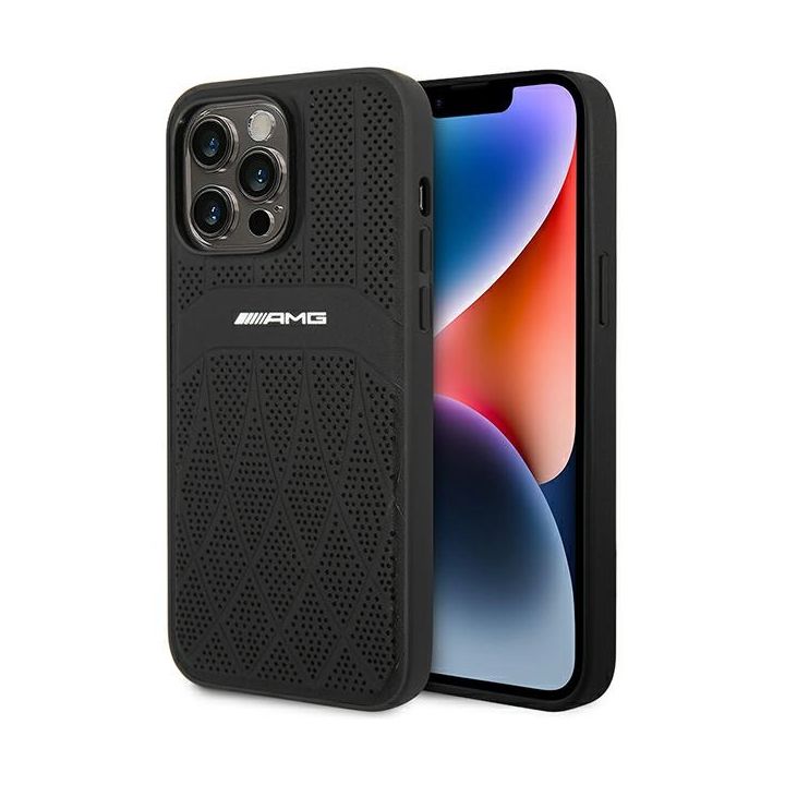 AMG nakładka do iPhone 14 Pro Max 6,7&quot; AMHMP14XOSDBK czarna hard case Leather Curved Lines MagSafe na NearMe.pl