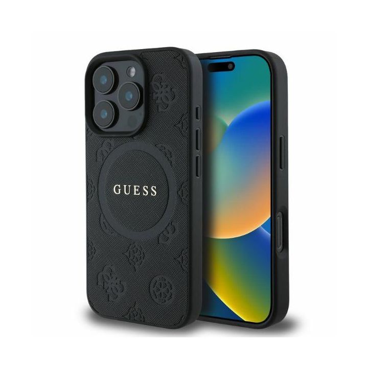 Guess Saffiano Peony Stamp MagSafe Case for iPhone 16 Pro Max Black na NearMe.pl
