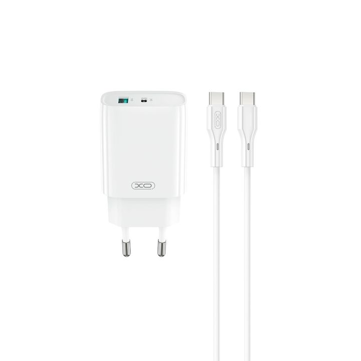 XO ładowarka sieciowa CE30 PD 30W 1x USB-C 1x USB biała + kabel USB-C - USB-C na NearMe.pl