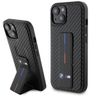 BMW BMHCP15SGSPCCK iPhone 15 / 14 / 13 6.1" czarny/black hardcase Grip Stand Smooth & Carbon na NearMe.pl