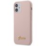 Guess GUHCP12SLSLMGLP iPhone12 mini 5,4" jasnoróżowy/light pink hardcase Silicone Script Gold Logo na NearMe.pl