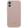 Guess GUHCP12SLSLMGLP iPhone12 mini 5,4" jasnoróżowy/light pink hardcase Silicone Script Gold Logo na NearMe.pl
