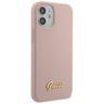 Guess GUHCP12SLSLMGLP iPhone12 mini 5,4" jasnoróżowy/light pink hardcase Silicone Script Gold Logo na NearMe.pl