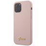 Guess GUHCP12LLSLMGLP iPhone 12 Pro Max 6,7" jasnoróżowy/light pink hardcase Silicone Script Gold Logo na NearMe.pl