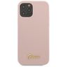 Guess GUHCP12LLSLMGLP iPhone 12 Pro Max 6,7" jasnoróżowy/light pink hardcase Silicone Script Gold Logo na NearMe.pl