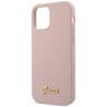 Guess GUHCP12LLSLMGLP iPhone 12 Pro Max 6,7" jasnoróżowy/light pink hardcase Silicone Script Gold Logo na NearMe.pl