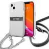 Guess GUHCP13SKC4GBSI iPhone 13 mini5,4" Transparent hardcase 4G Grey Strap Silver Chain na NearMe.pl