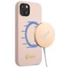 Guess GUHMP13MLSLMGLP iPhone 13 / 14 /15 6.1" jasnoróżowy/light pink hardcase Silicone Script Gold Logo Magsafe na NearMe.pl