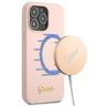 Guess GUHMP13LLSLMGLP iPhone 13 Pro / 13 6,1" jasnoróżowy/light pink hardcase Silicone Script Gold Logo Magsafe na NearMe.pl
