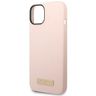 Guess GUHMP14SSBPLP iPhone 14 / 15 / 136.1" różowy/pink hard case Silicone Logo Plate MagSafe na NearMe.pl