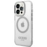 Guess GUHMP14LHTRMS iPhone 14 Pro 6,1" srebrny/silver hard case Metal Outline Magsafe na NearMe.pl