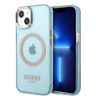 Guess GUHMP13MHTCMB iPhone 13 / 14 / 15 6.1" niebieski/blue hard case Gold Outline Translucent MagSafe na NearMe.pl