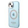 Guess GUHMP13MHTCMB iPhone 13 / 14 / 15 6.1" niebieski/blue hard case Gold Outline Translucent MagSafe na NearMe.pl