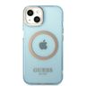 Guess GUHMP13MHTCMB iPhone 13 / 14 / 15 6.1" niebieski/blue hard case Gold Outline Translucent MagSafe na NearMe.pl