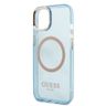 Guess GUHMP13MHTCMB iPhone 13 / 14 / 15 6.1" niebieski/blue hard case Gold Outline Translucent MagSafe na NearMe.pl