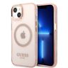 Guess GUHMP13MHTCMP iPhone 13 / 14 / 15 6.1" różowy/pink hard case Gold Outline Translucent MagSafe na NearMe.pl