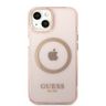 Guess GUHMP13MHTCMP iPhone 13 / 14 / 15 6.1" różowy/pink hard case Gold Outline Translucent MagSafe na NearMe.pl