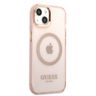 Guess GUHMP13MHTCMP iPhone 13 / 14 / 15 6.1" różowy/pink hard case Gold Outline Translucent MagSafe na NearMe.pl