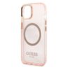 Guess GUHMP13MHTCMP iPhone 13 / 14 / 15 6.1" różowy/pink hard case Gold Outline Translucent MagSafe na NearMe.pl
