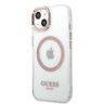 Guess GUHMP13MHTRMP iPhone 13 / 14 / 15 6.1" różowy/pink hard case Metal Outline Magsafe na NearMe.pl