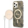 Zestaw Guess GUBPP12MH4EACSW Case+ Charger iPhone 12/12 Pro brązowy/brown hard case 4G Print MagSafe na NearMe.pl