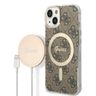 Zestaw Guess GUBPP14MH4EACSW Case+ Charger iPhone 14 Plus / 15 Plus 6.7" brązowy/brown hard case 4G Print MagSafe na NearMe.pl