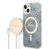 Zestaw Guess GUBPP14SH4EACSB Case+ Charger iPhone 14 / 15 / 13 6,1" niebieski/blue hard case 4G Print MagSafe na NearMe.pl