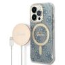 Zestaw Guess GUBPP14XH4EACSB Case+ Charger iPhone 14 Pro Max 6,7" niebieski/blue hard case 4G Print MagSafe na NearMe.pl